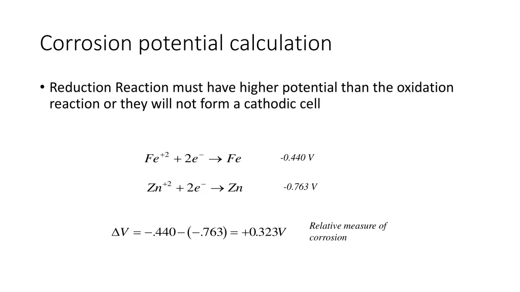 corrosion potential calculation