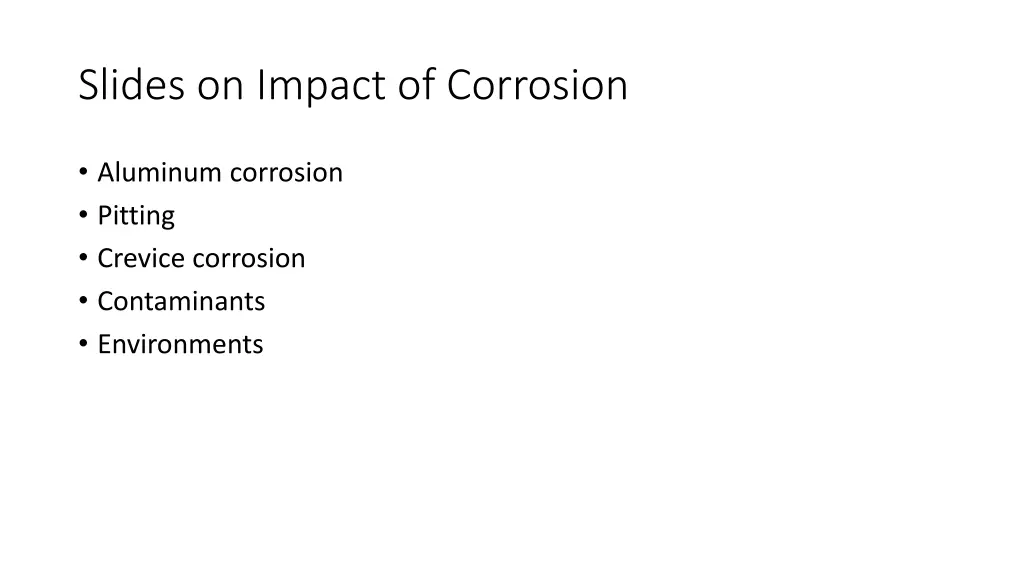 slides on impact of corrosion