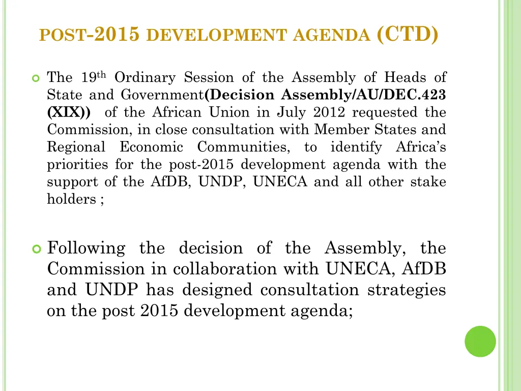 post 2015 development agenda ctd