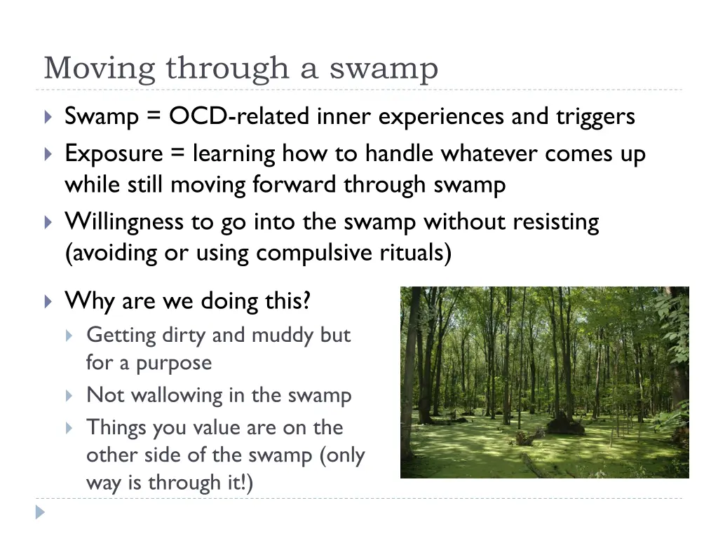 moving through a swamp