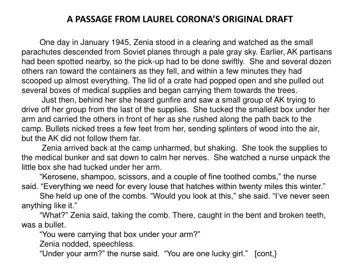 a passage from laurel corona s original draft