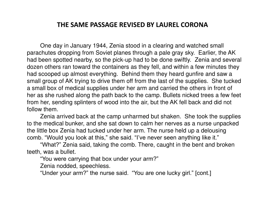 the same passage revised by laurel corona