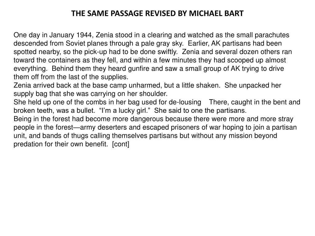 the same passage revised by michael bart