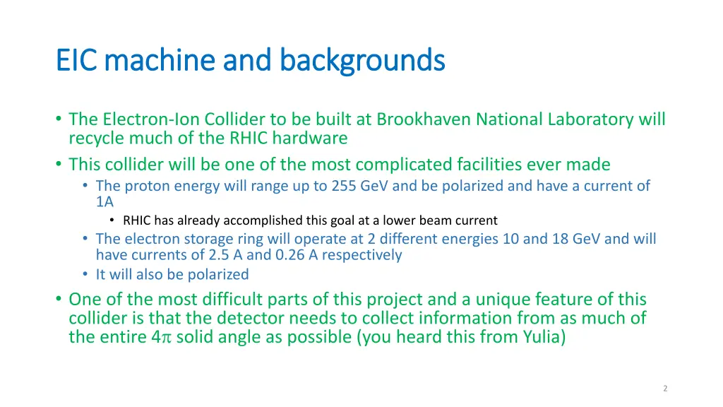 eic machine and backgrounds eic machine