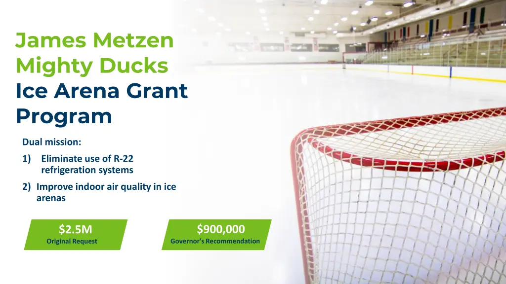 james metzen mighty ducks ice arena grant program