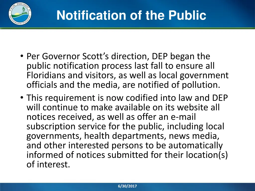 notification of the public