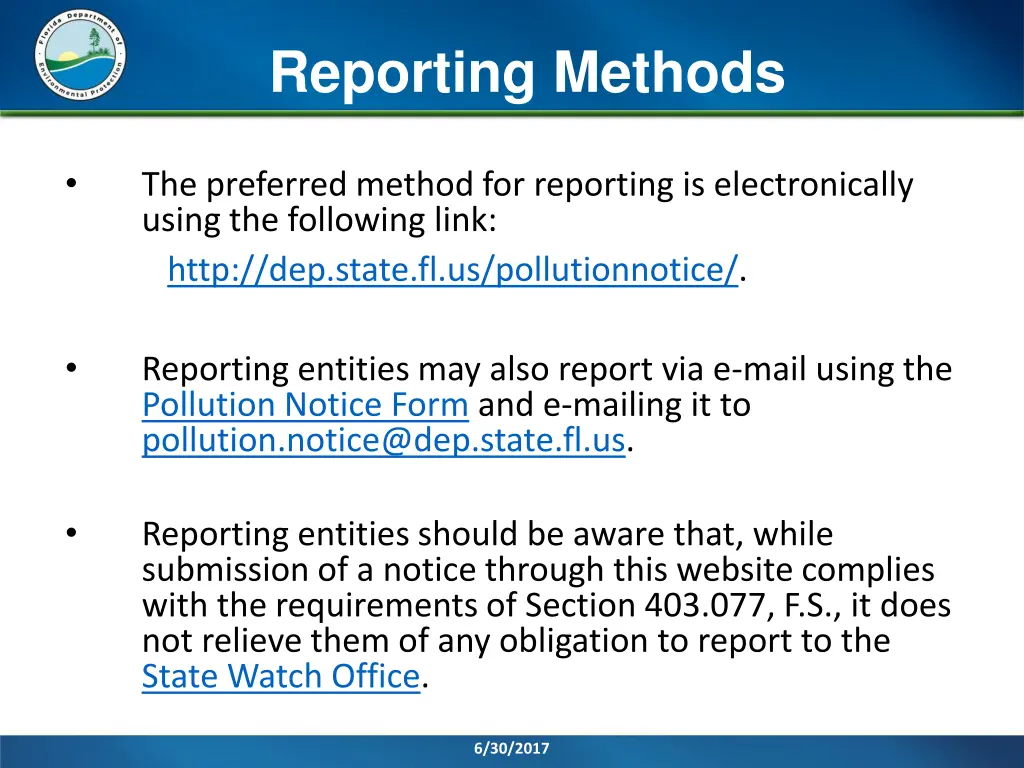 reporting methods