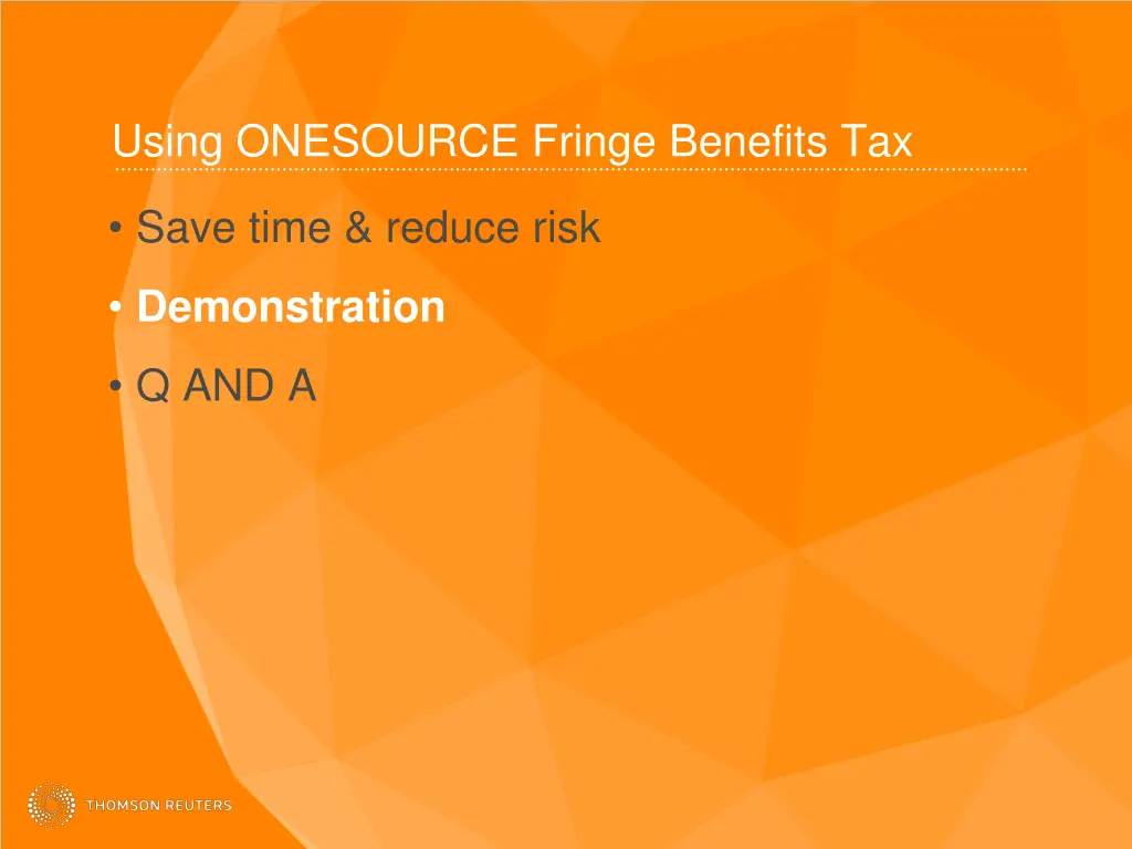 using onesource fringe benefits tax 1