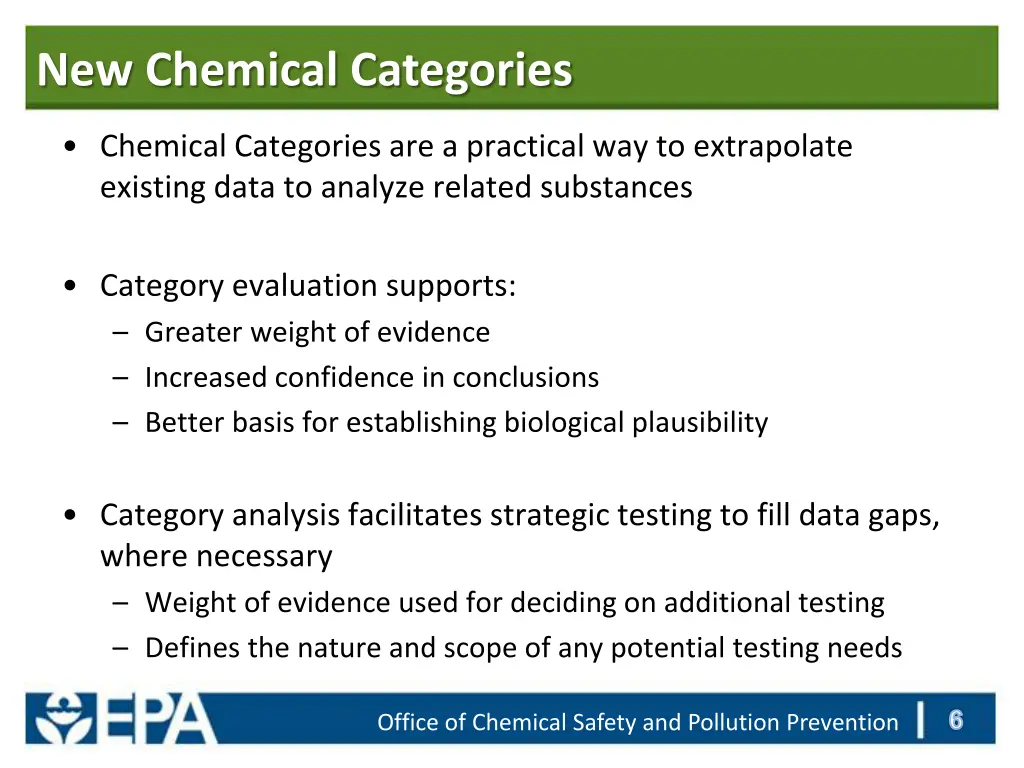 new chemical categories
