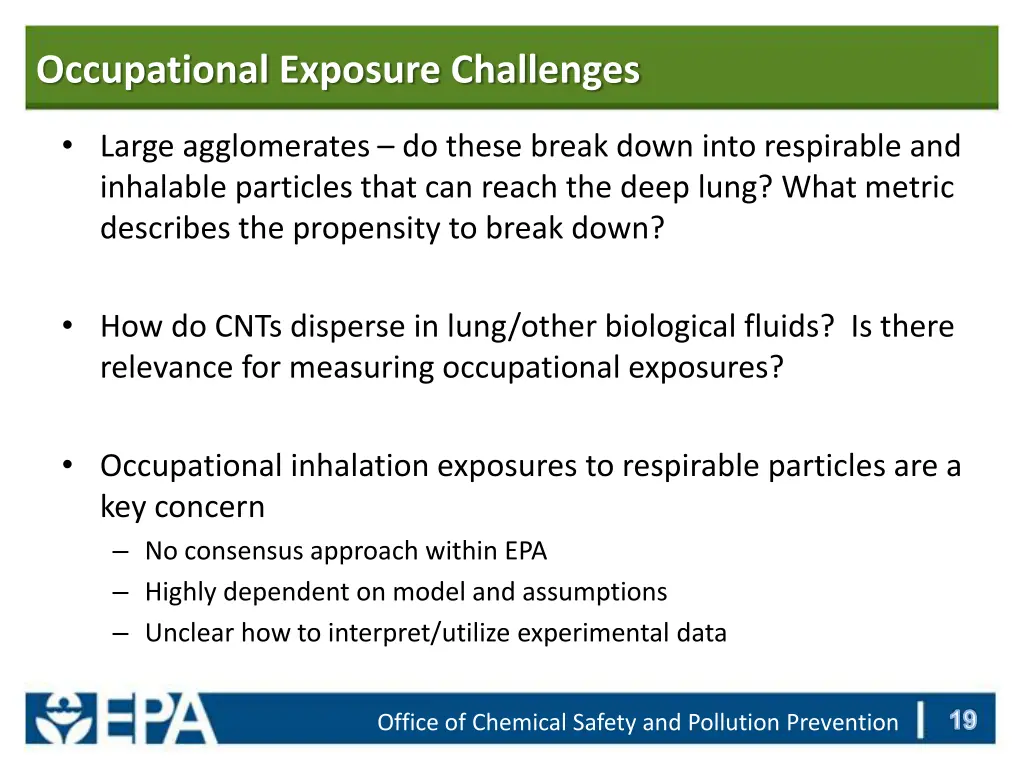 occupational exposure challenges