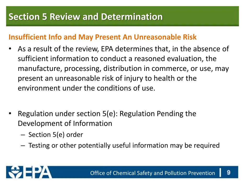 section 5 review and determination