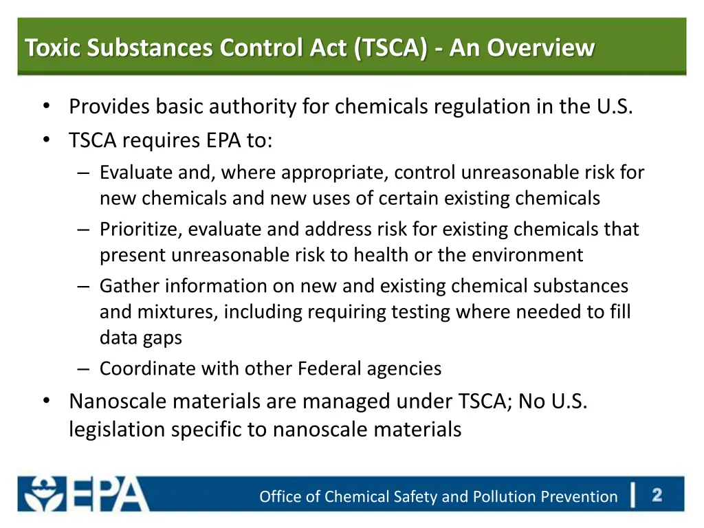 toxic substances control act tsca an overview