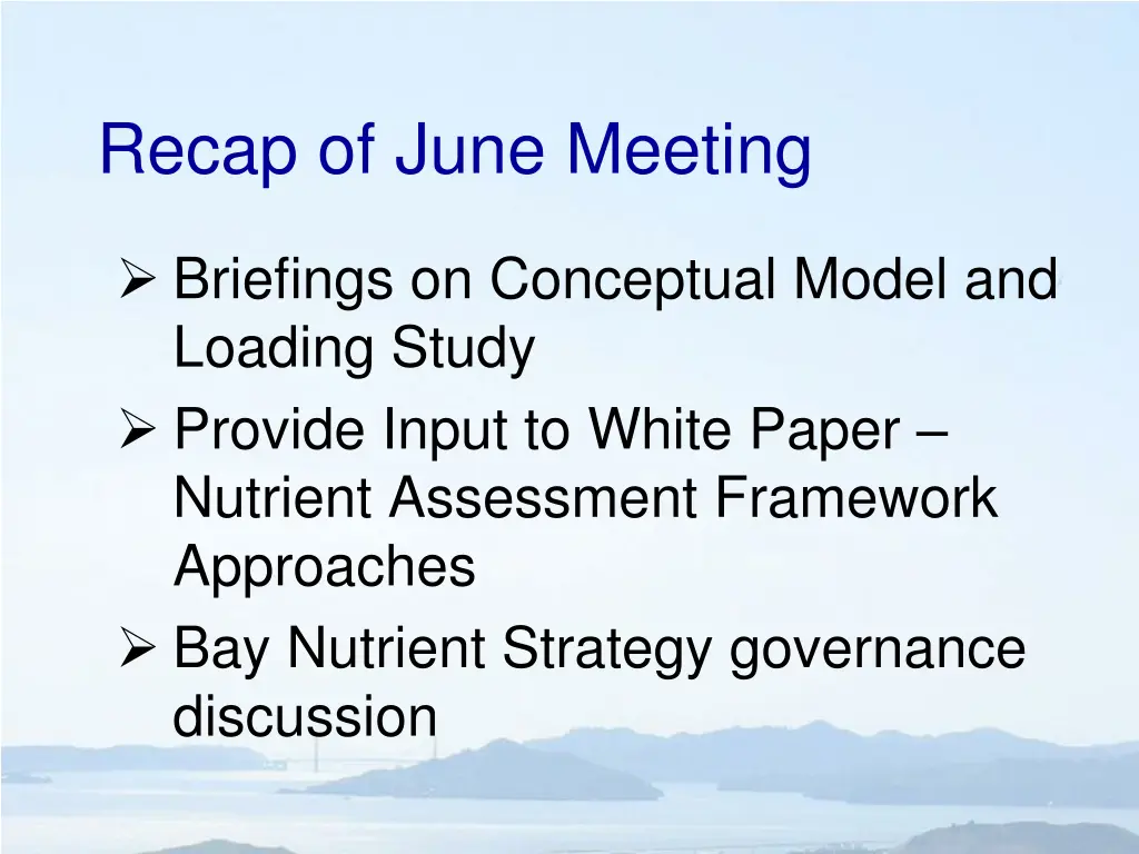recap of june meeting
