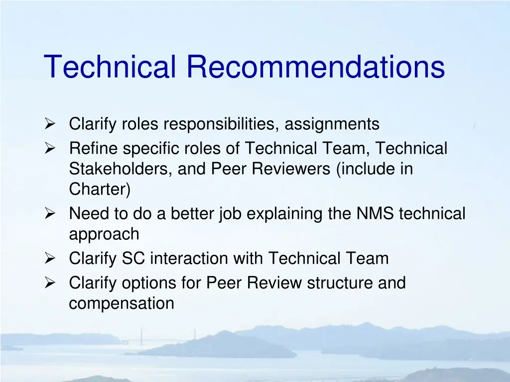 technical recommendations