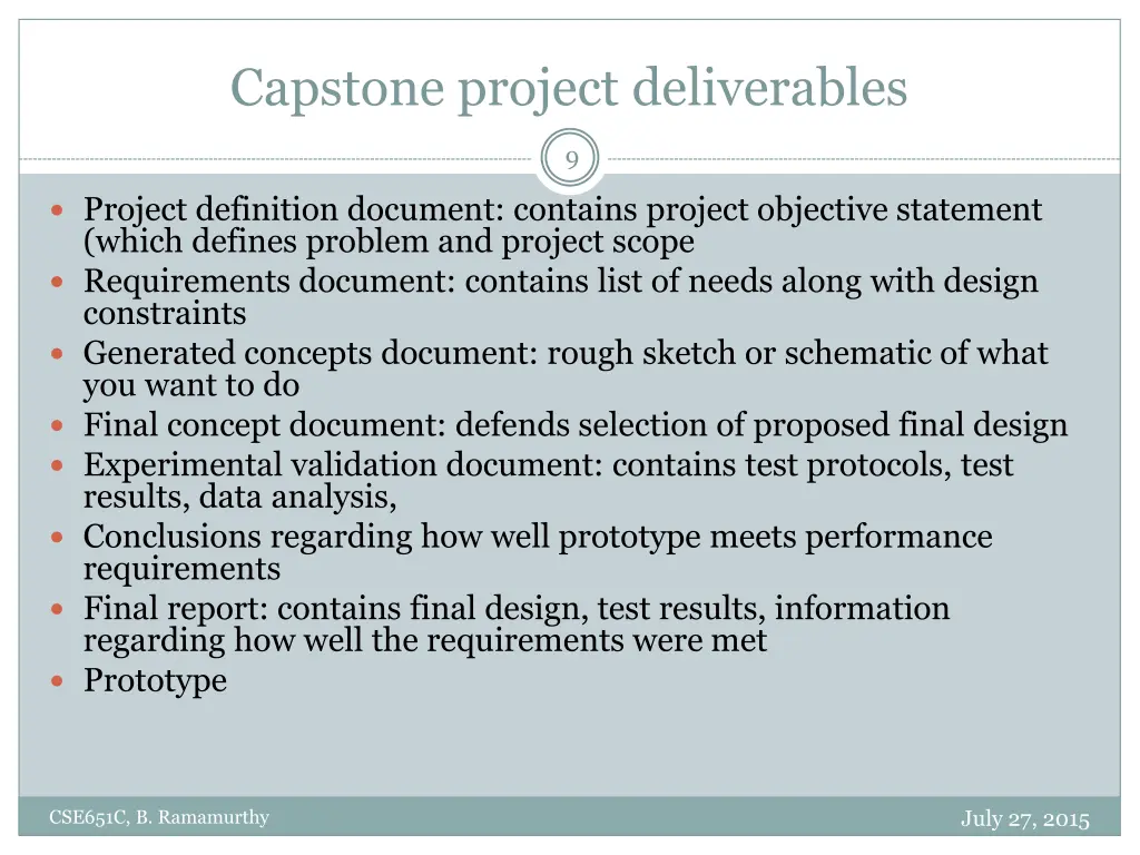 capstone project deliverables