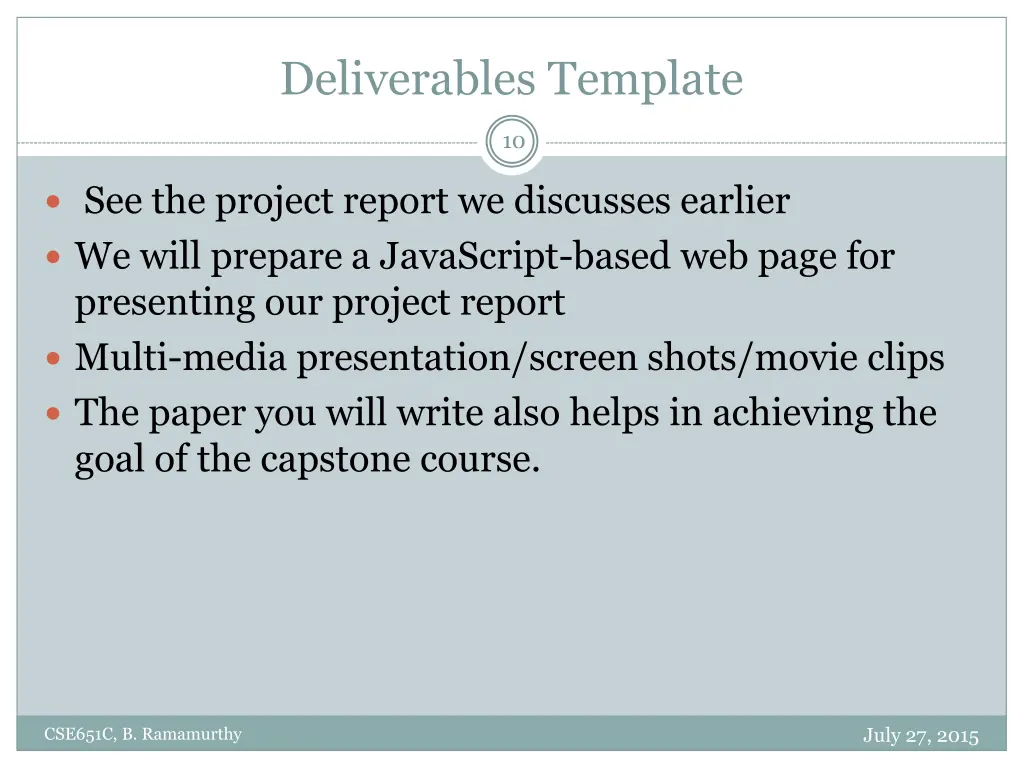 deliverables template