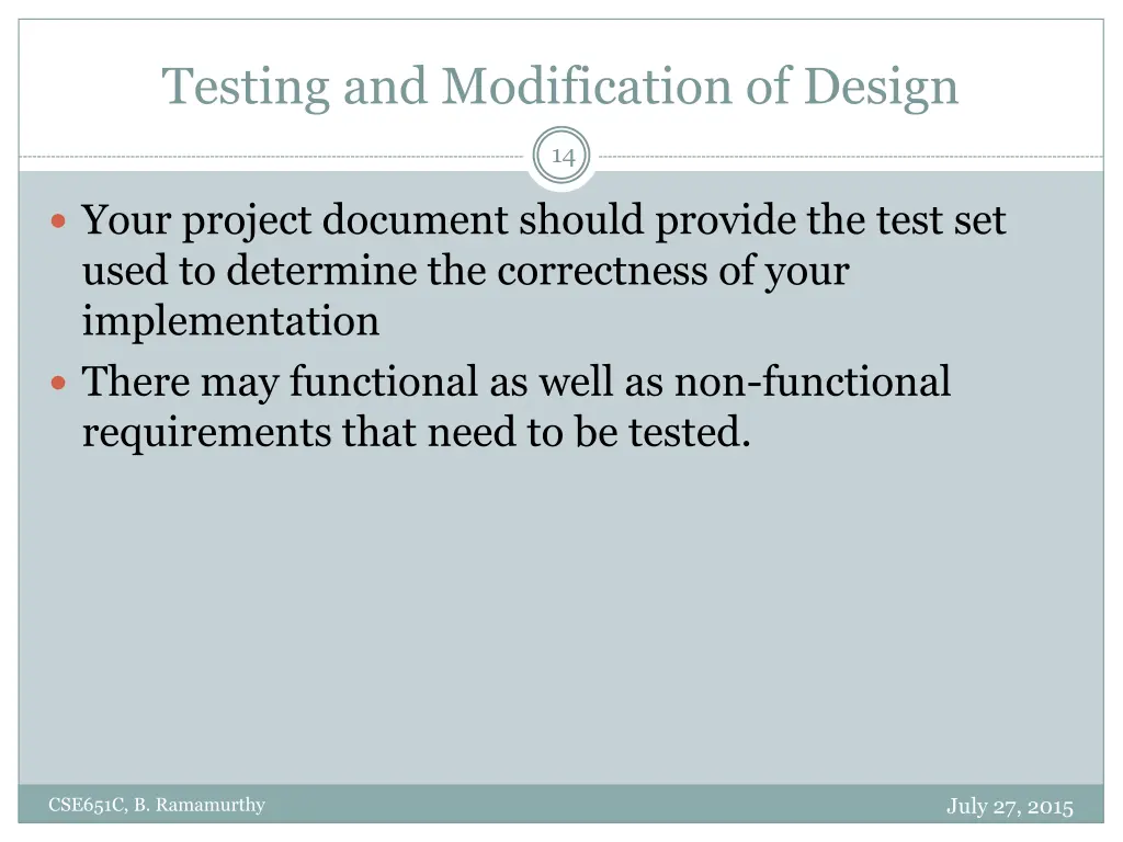testing and modification of design