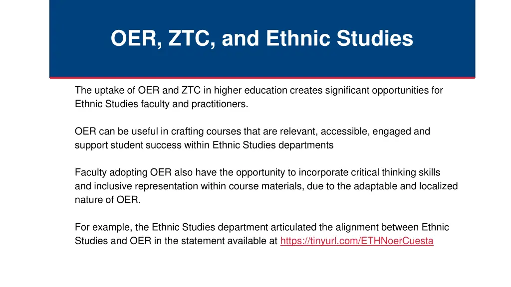 oer ztc and ethnic studies