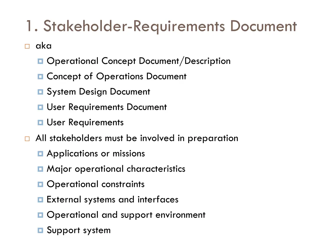 1 stakeholder requirements document