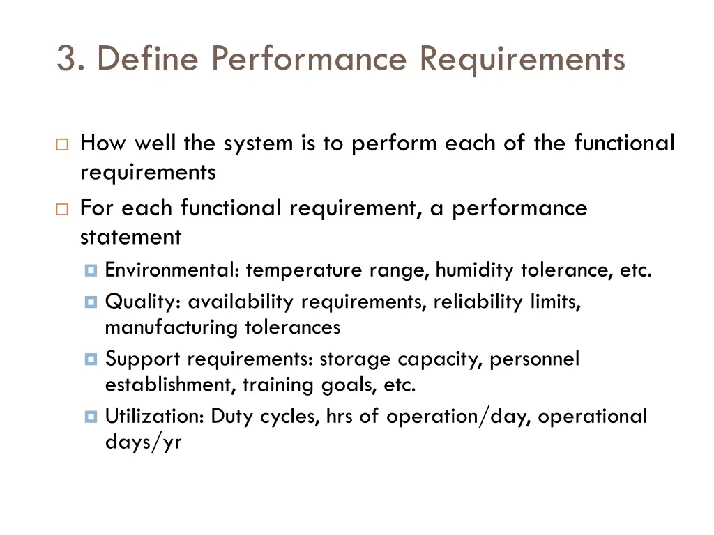 3 define performance requirements