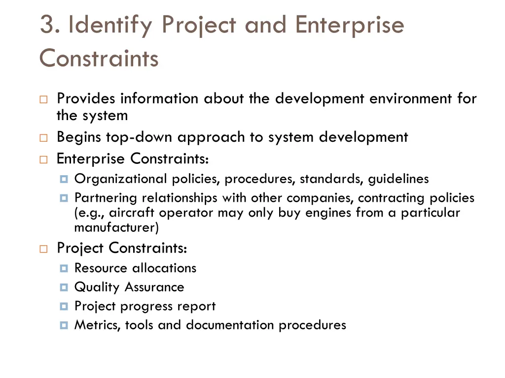 3 identify project and enterprise constraints