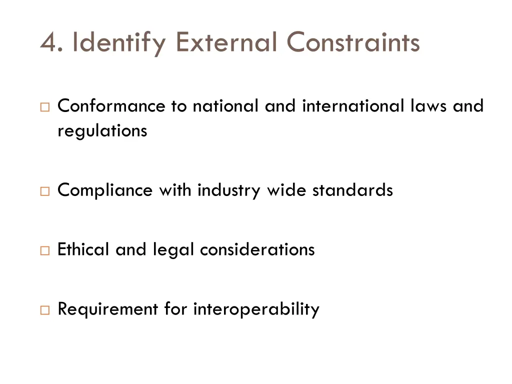 4 identify external constraints