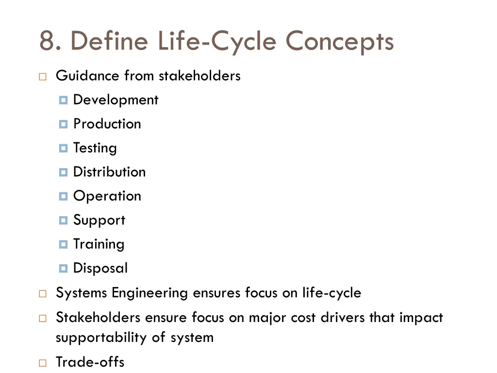 8 define life cycle concepts