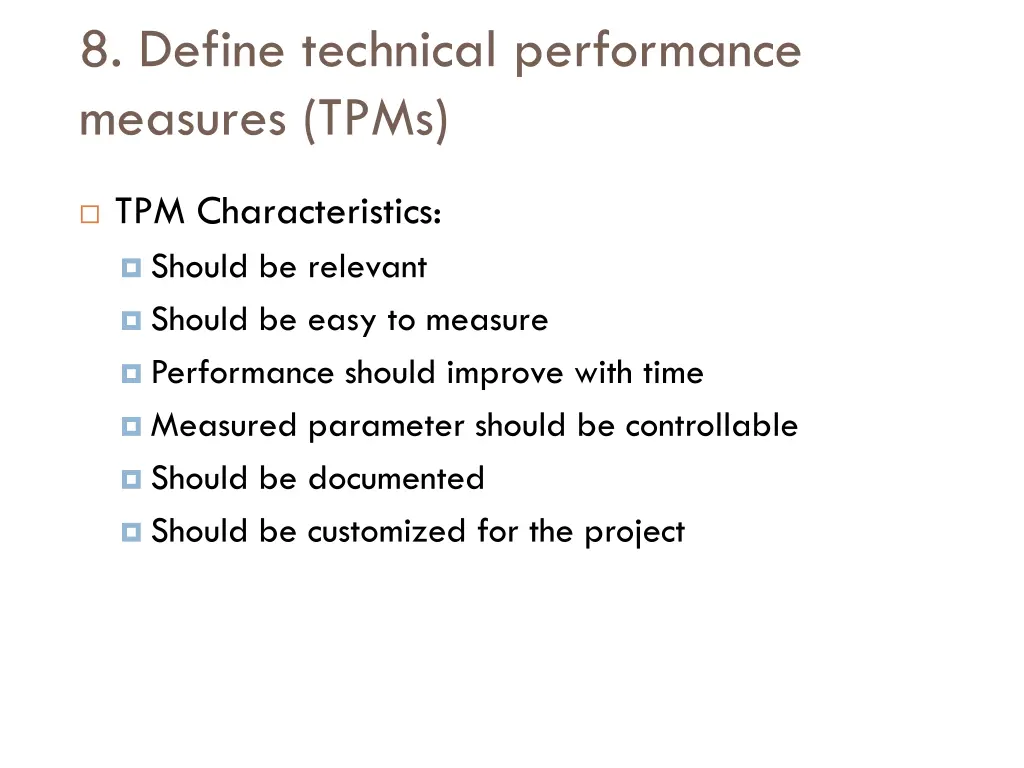 8 define technical performance measures tpms 1
