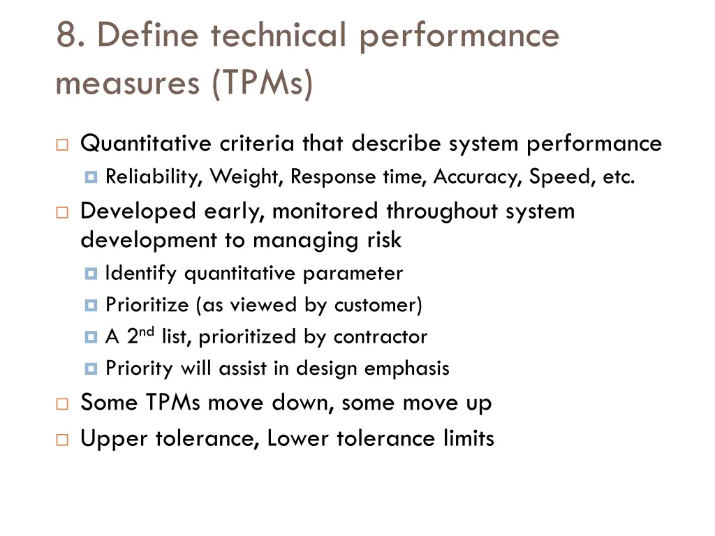 8 define technical performance measures tpms