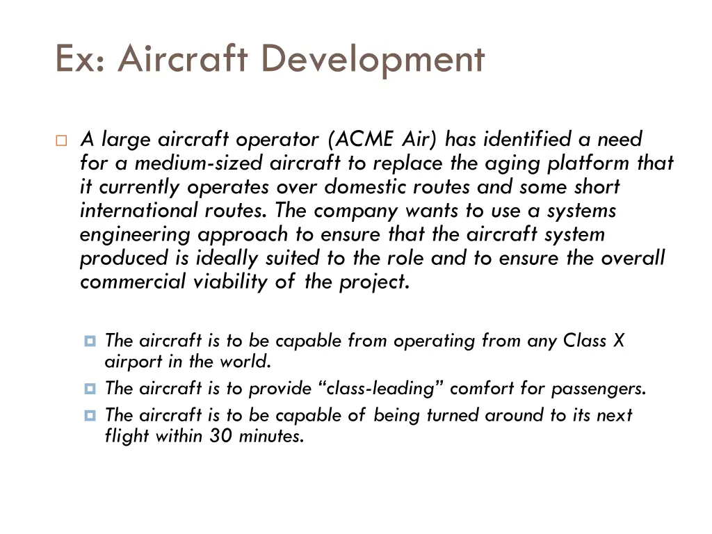 ex aircraft development