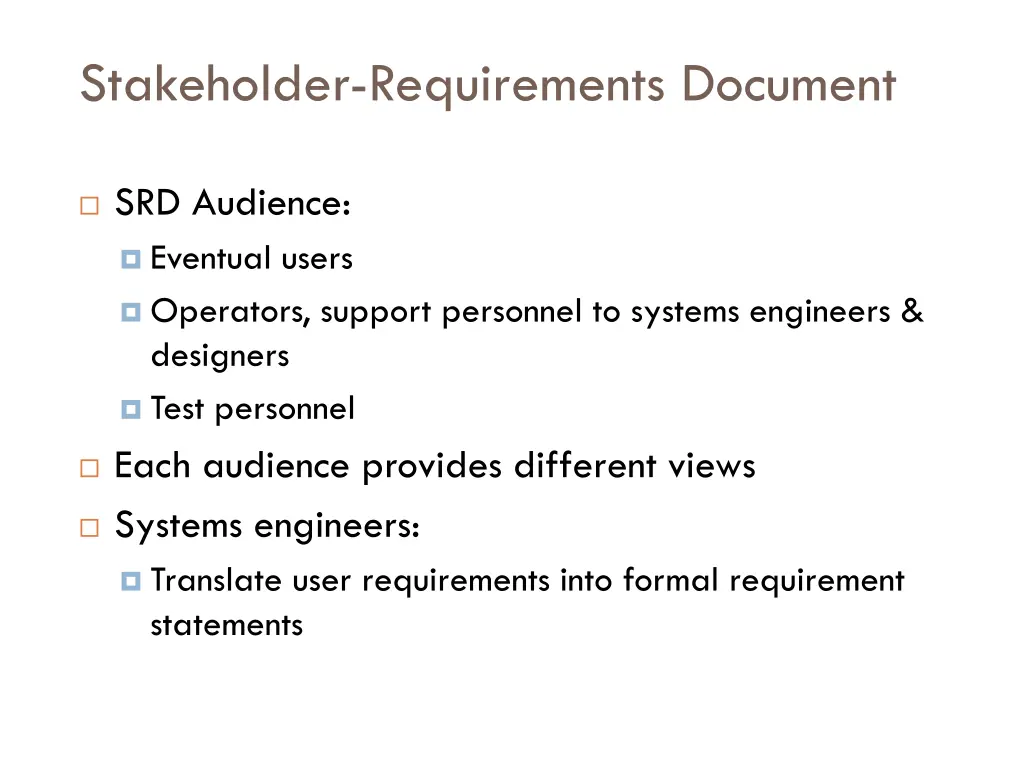 stakeholder requirements document