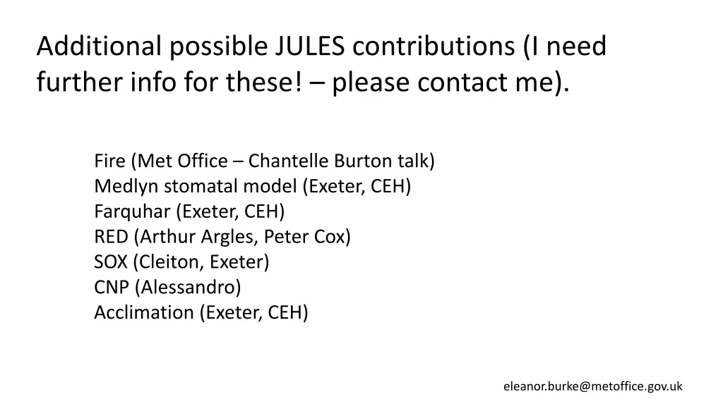 additional possible jules contributions i need