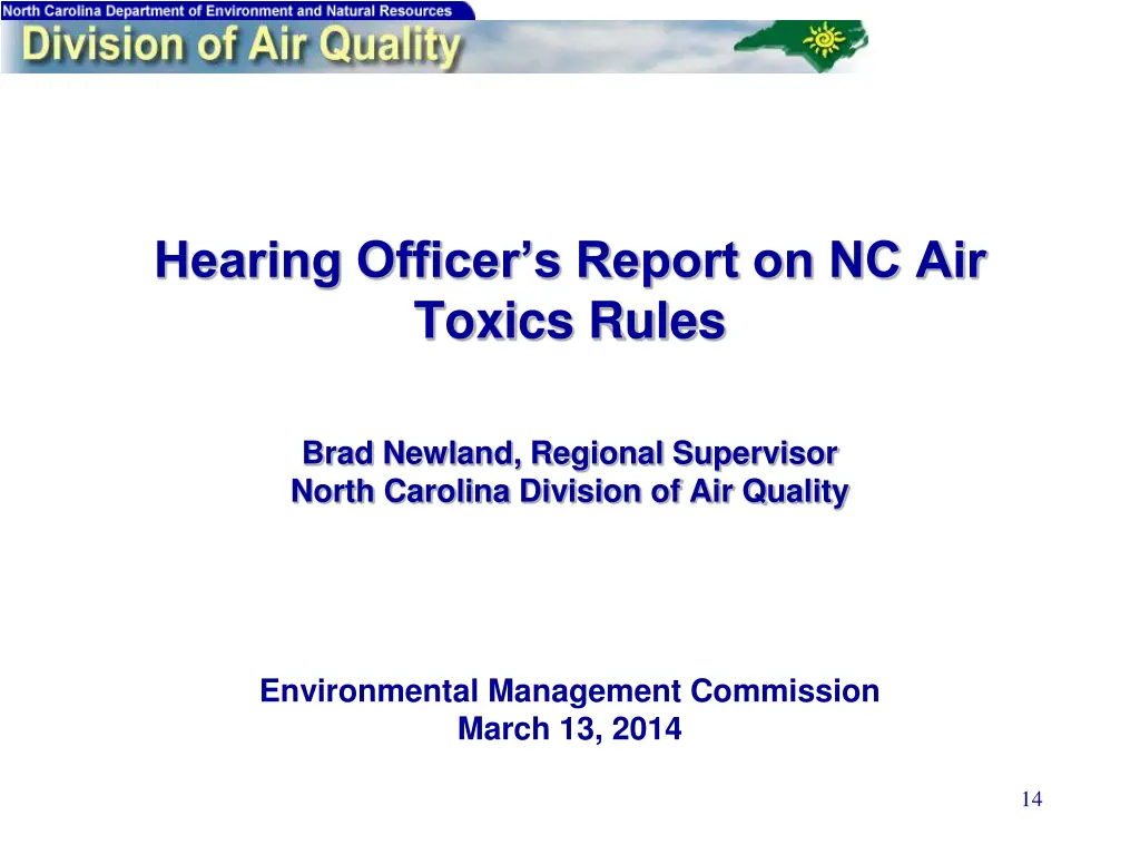 hearing officer s report on nc air toxics rules