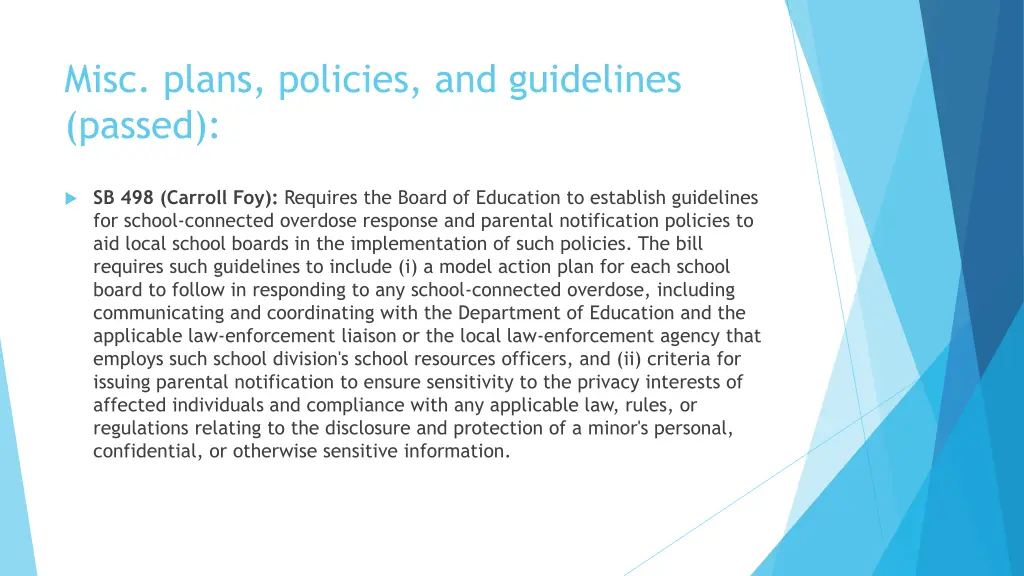misc plans policies and guidelines passed