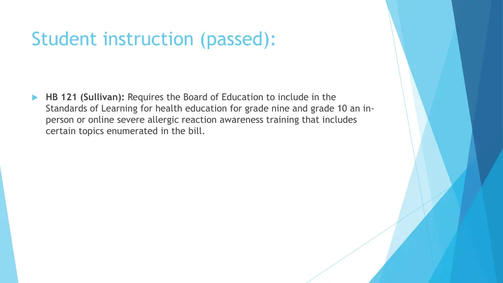 student instruction passed