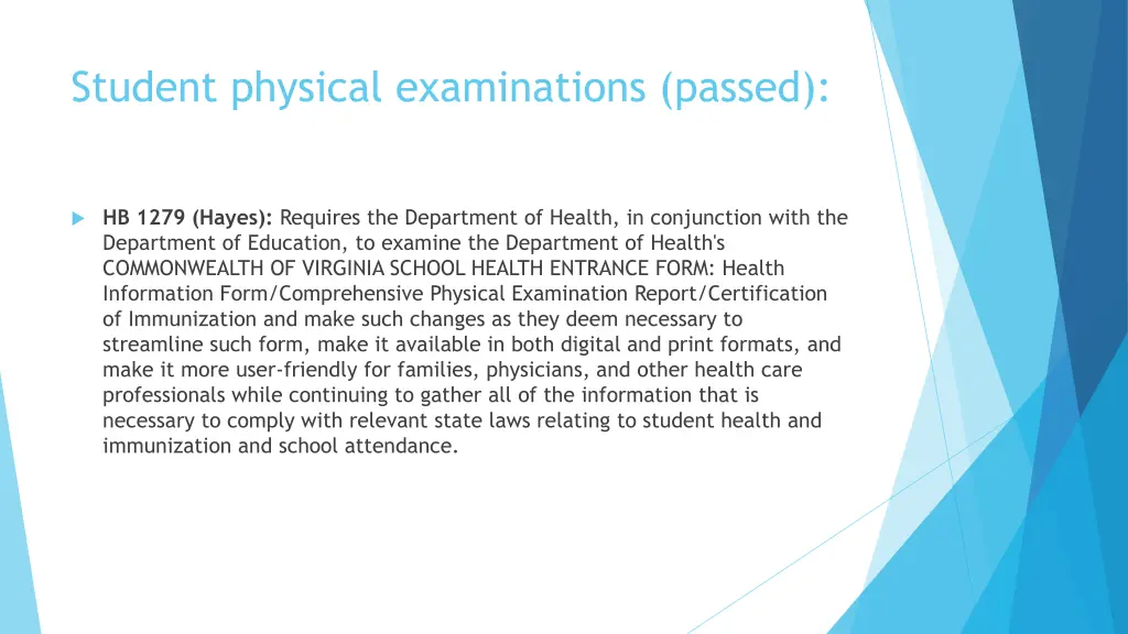 student physical examinations passed