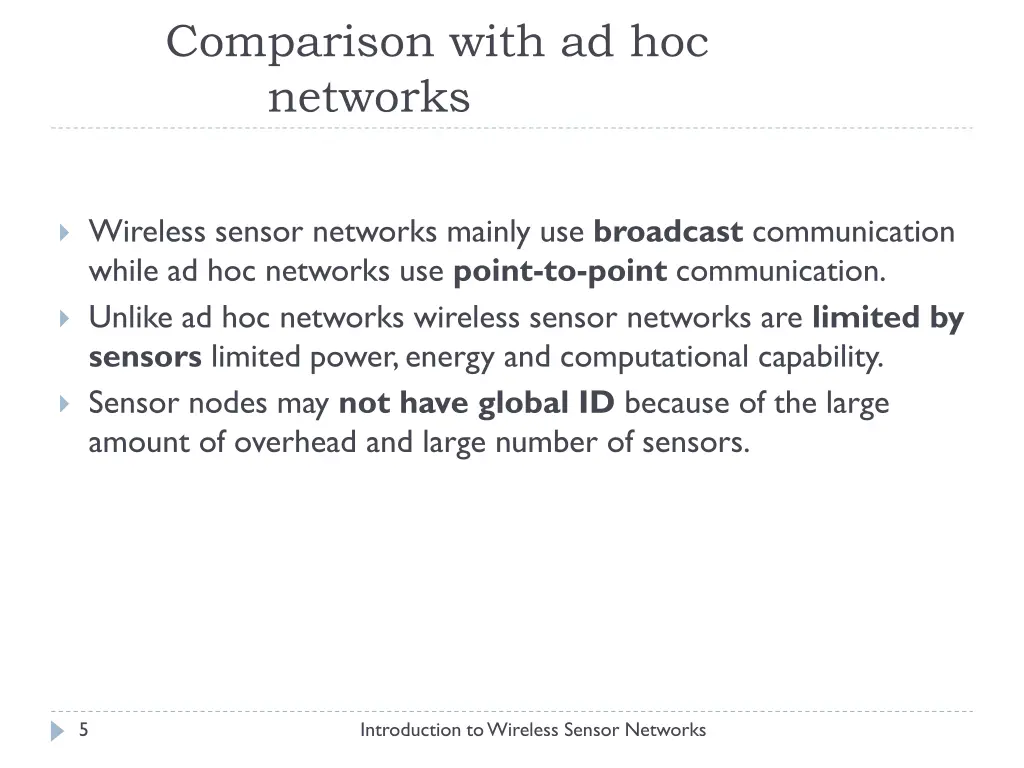 comparison with ad hoc networks
