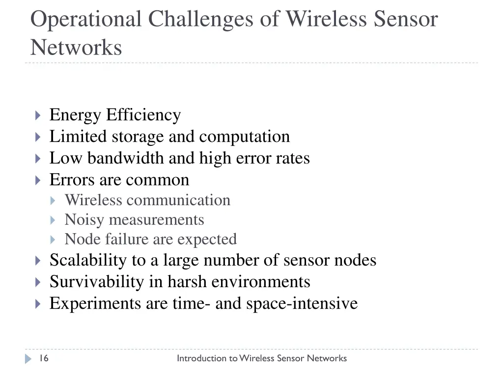 operational challenges of wireless sensor networks