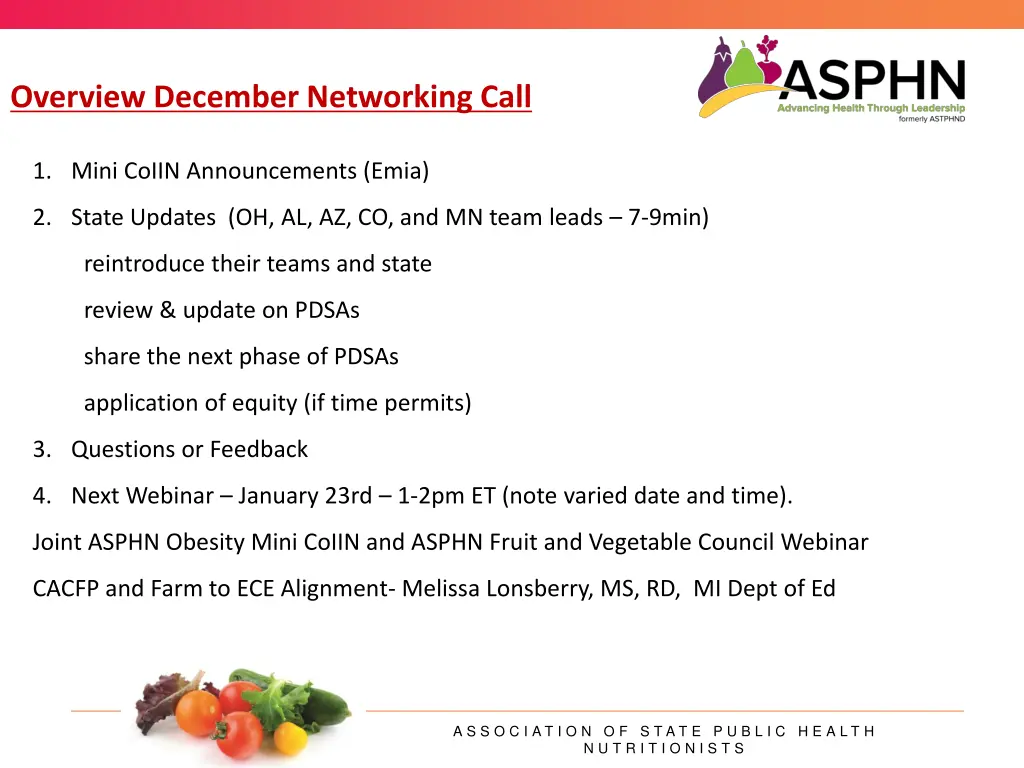 overview december networking call