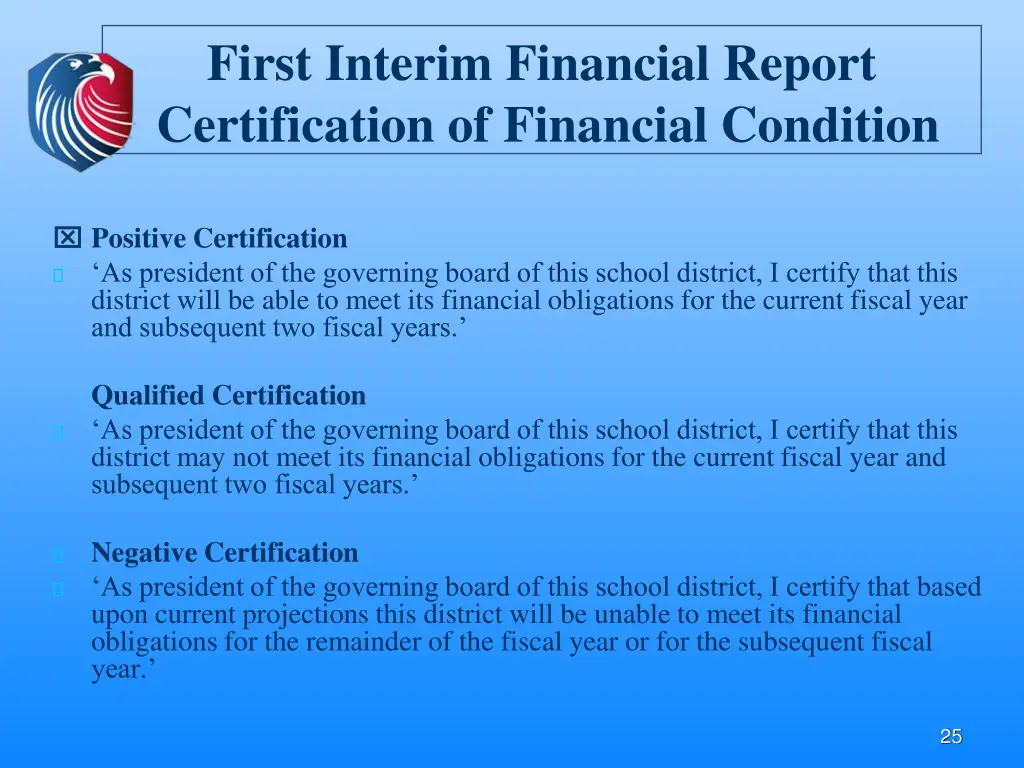 first interim financial report certification