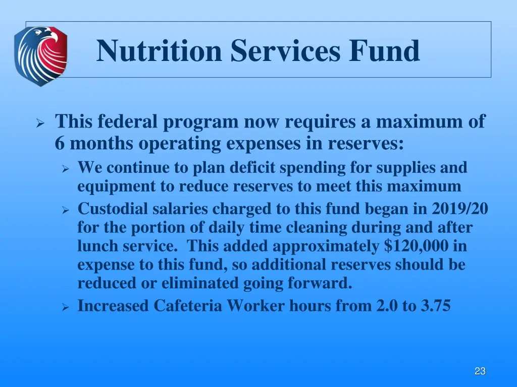 nutrition services fund