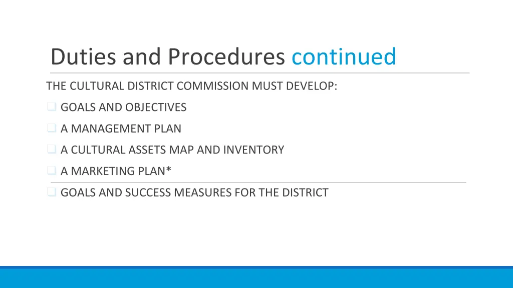 duties and procedures continued