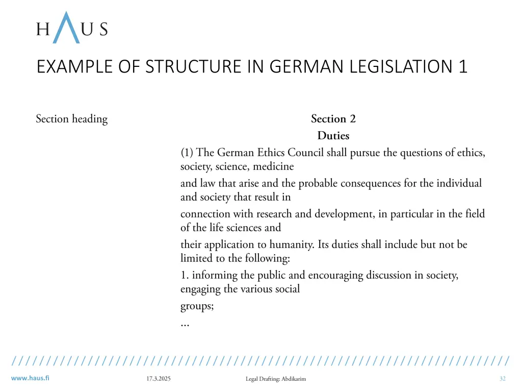 example of structure in german legislation 1 1