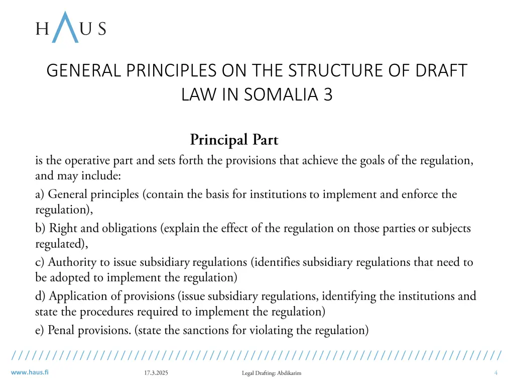 general principles on the structure of draft 2