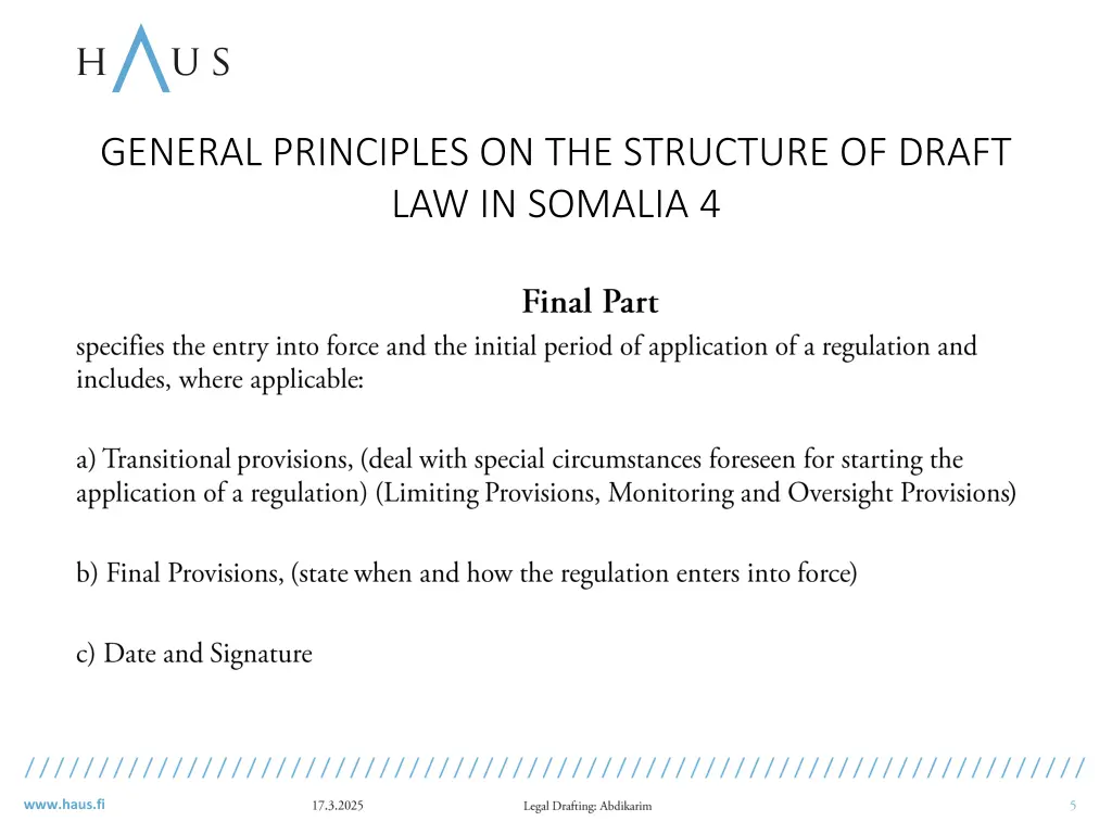 general principles on the structure of draft 3