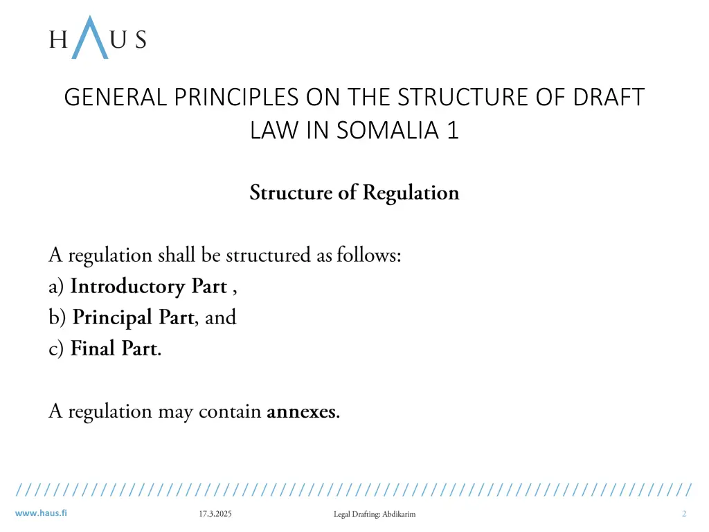general principles on the structure of draft