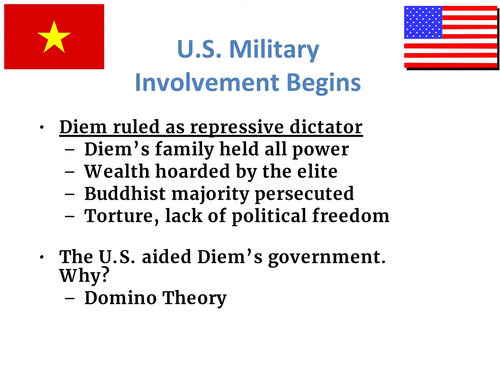 u s military involvement begins