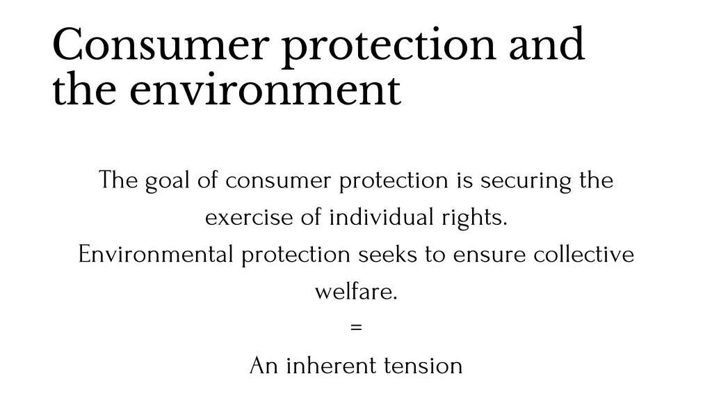 consumer protection and the environment
