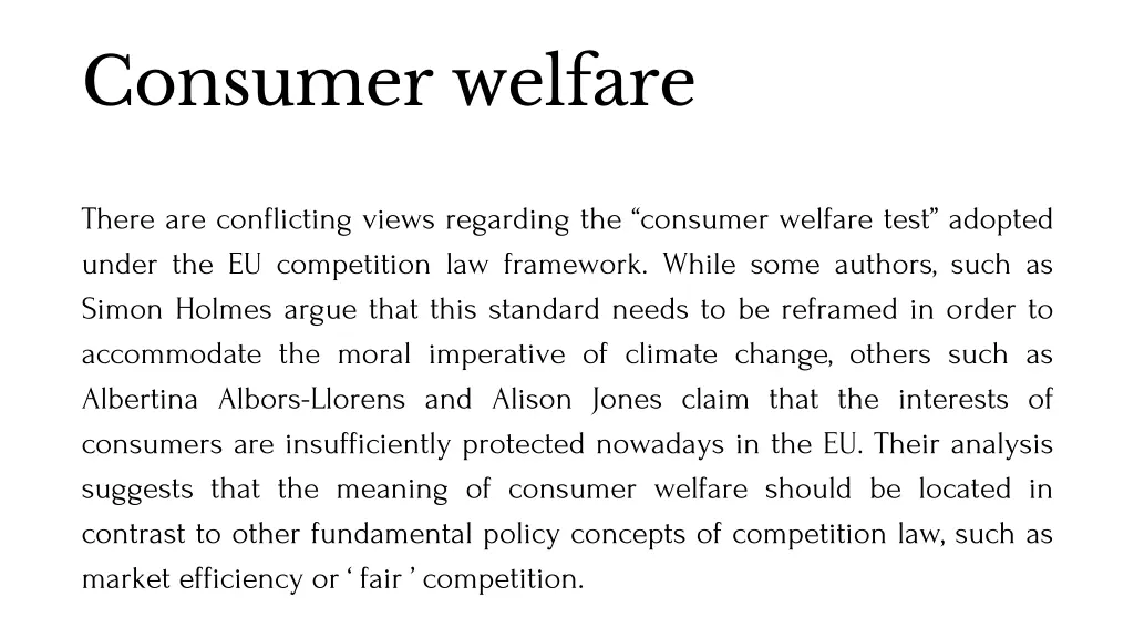 consumer welfare 1