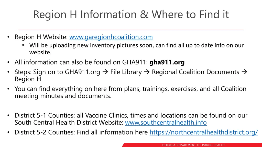 region h information where to find it